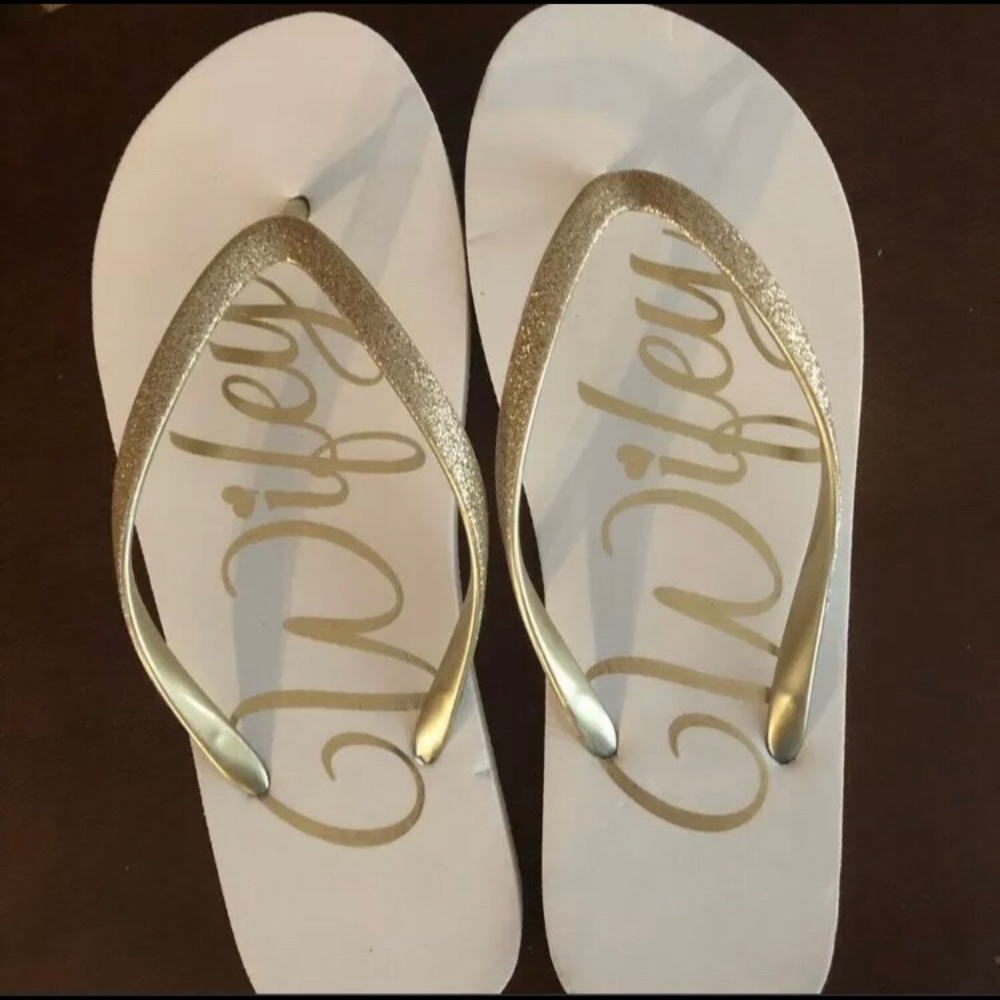 David’s Bridal Wifey Glitter Flip Flops